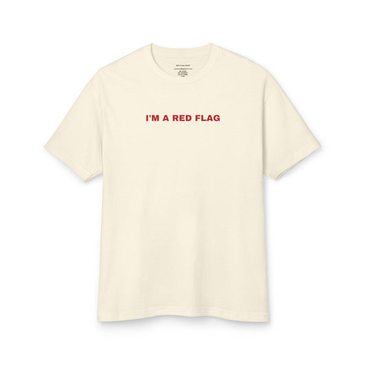 Humorous Unisex Heavyweight Tee - "I'M A RED FLAG"